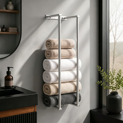 Towel Racks Towel Storage Wall Mounted Rolled Or Folded Towel Holder Large Capacity In Brushed Gold