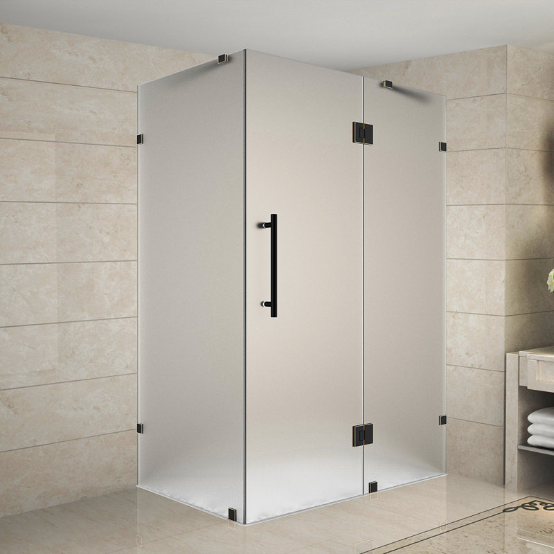 Cabine de douche rectangulaire à charnière 37 po x 72 po Avalux, 39 po x 72 po, Acier inoxydable brossé