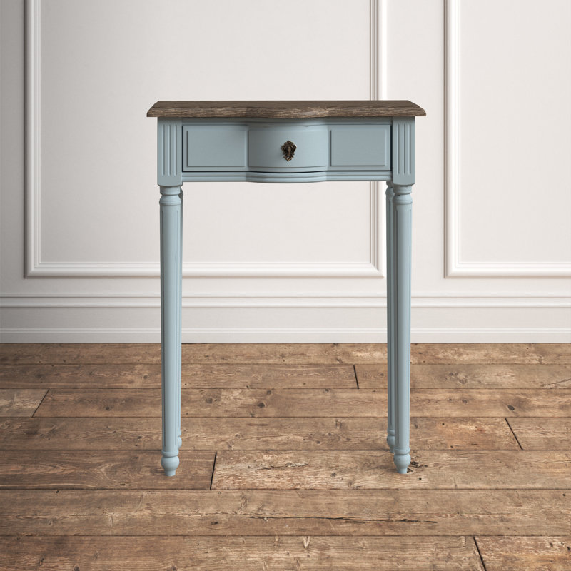 Josephine Light Blue Solid Wood 1-Drawer Console Table