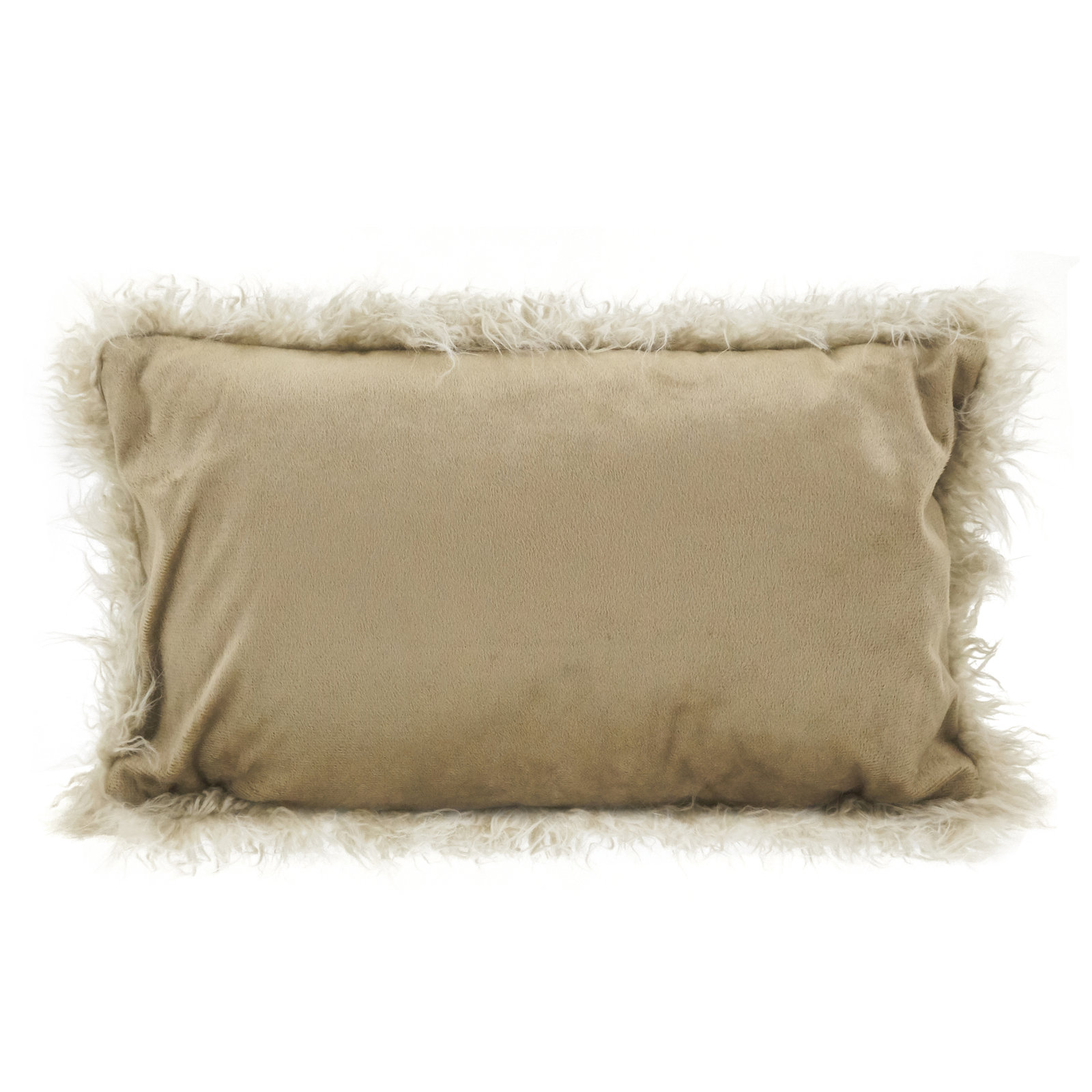 Faux Fur Lumbar Throw Pillow, Oatmeal, 12"H x 20"W