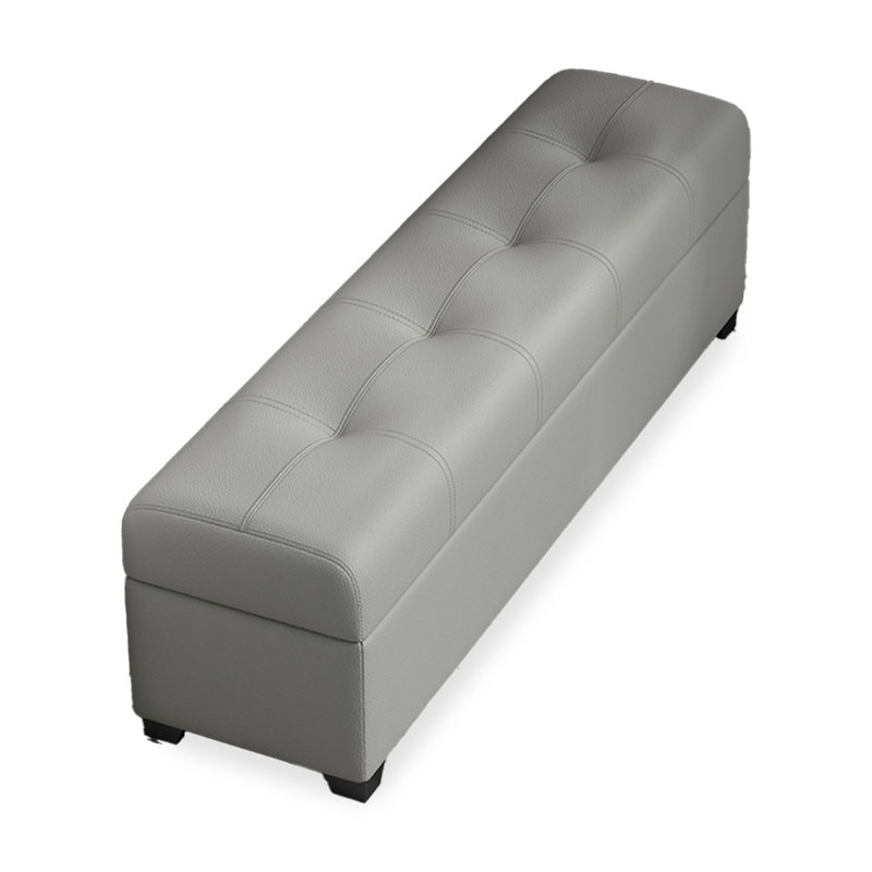 Repose-pieds en cuir massif avec rangement, Gris