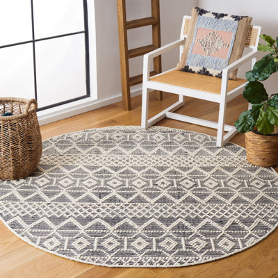 Tapis en laine / coton tissé à la main Natura en ivoire / noir
