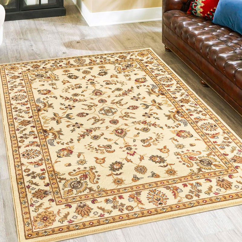Tapis traditionnel en polypropylène crème 5 pi 3 po X 7 po, motif intégral pour une maison confortable et confortable