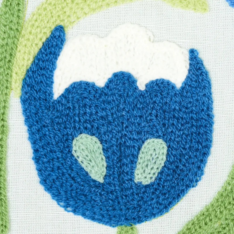 Crewel Garden Fabric, Blue/ Medium Blue/ White