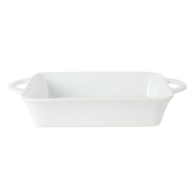 Gibson Home Gracious Dining 2.5-Quart White Stoneware Baking Dish with Handles â€“ Rectangular Oven Safe Casserole & Roasting Baker