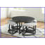 Table basse Yukon avec 4 tabourets rembourrés Yukon - Iron & amp; Placage Mindi, niveleurs protecteurs de plancher
