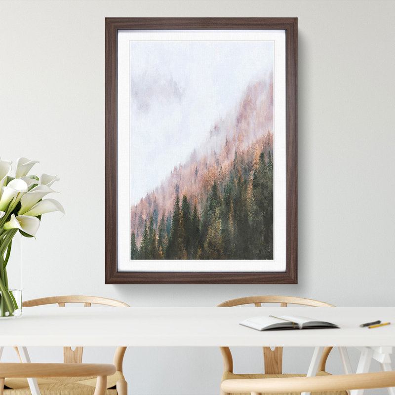 Covered With Fog - Single Picture Frame Painting on MDF, 33cm H x 24cm W x 2cm D, Walnut Framed