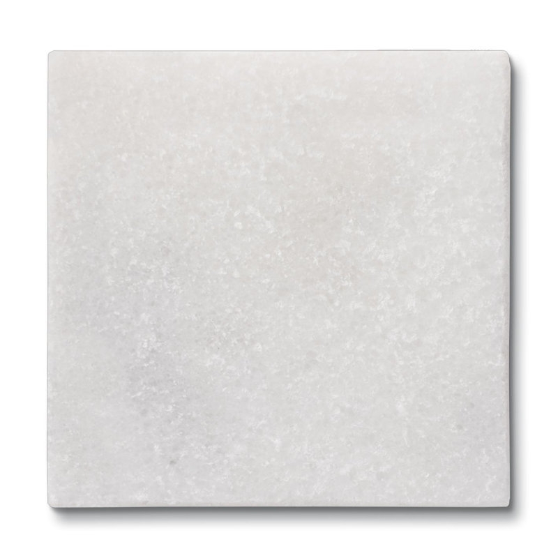 Natural White Marble Stone Square Coasters 4" x 4" Set