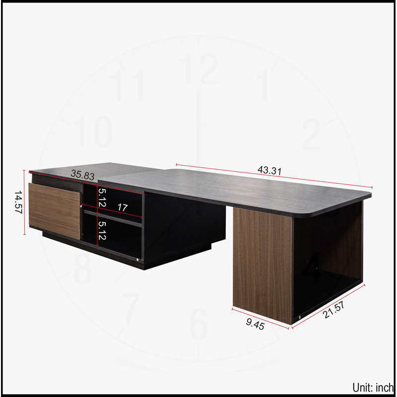 Table basse extensible, table basse en bois réglable en longueur avec 2 tiroirs de rangement pour le salon, grande table centrale rectangulaire longue