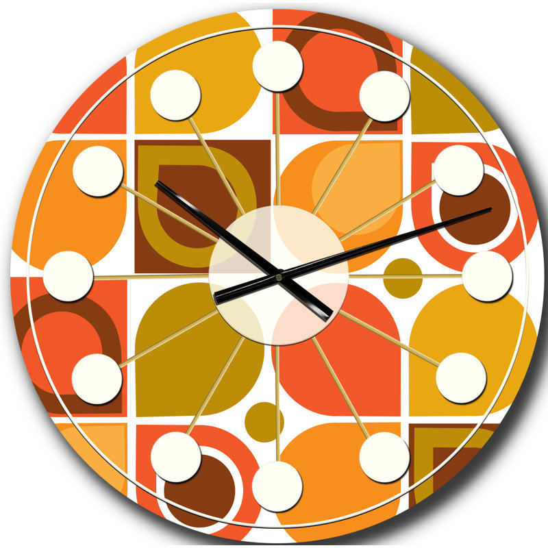 Horloge murale abstraite à motif géométrique rétro VI - Mid-Century, Grand