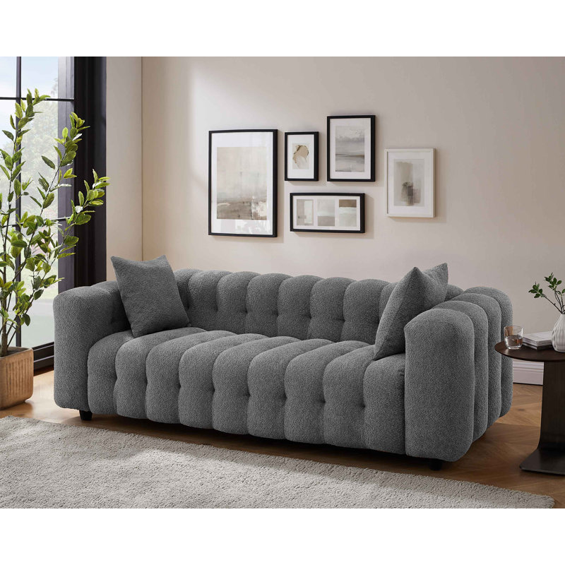 Lavance 227.1Cm Rolled Arms Chesterfield Sofa, Grey