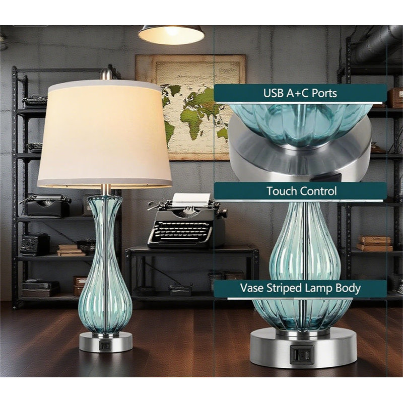 Ensemble de 2 lampes de table en verre Coastal