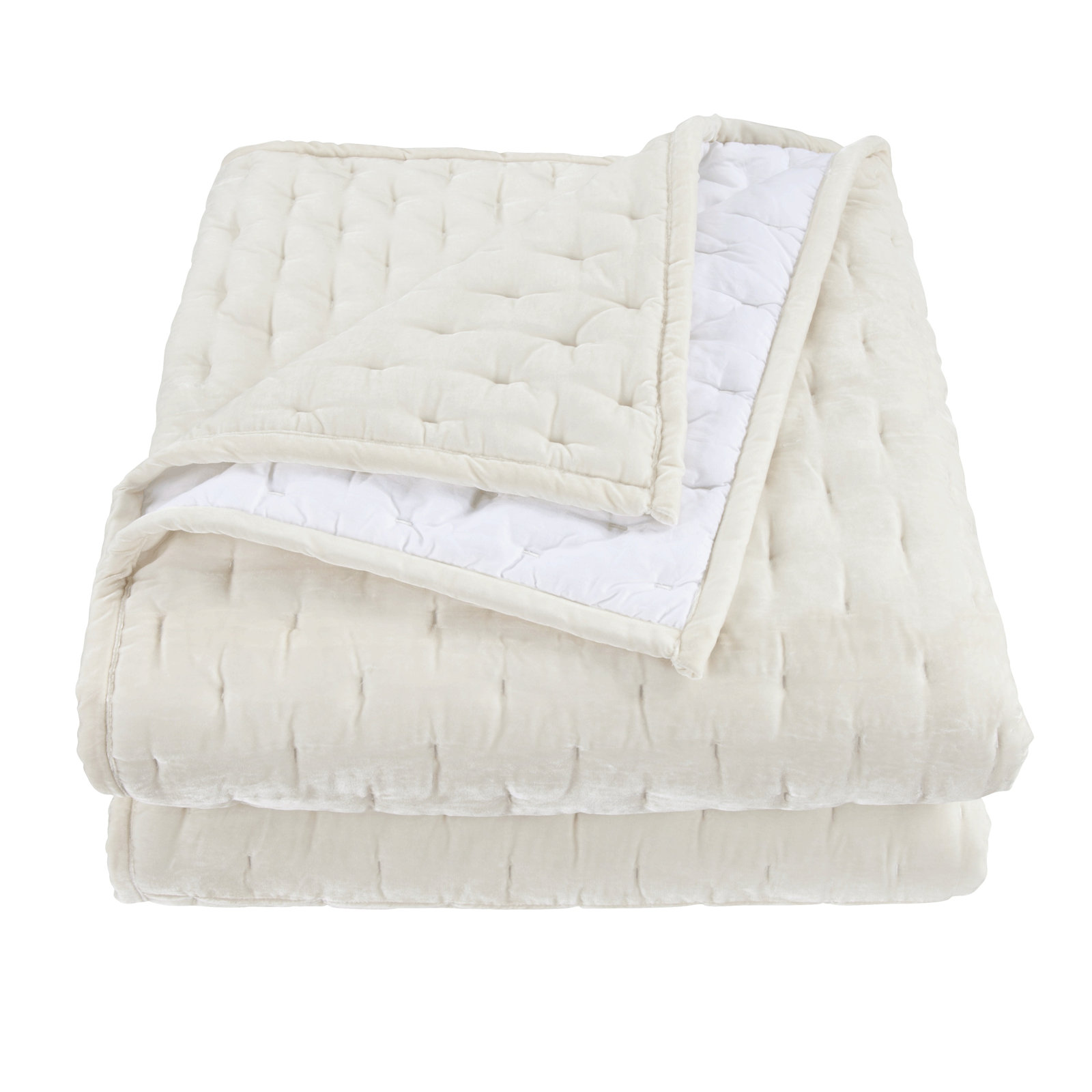 Stella Faux Silk Velvet Classic Chic Modern Rustic Romantic Western Quilt Set, Stone, Twin Quilt + 1 Standard Sham