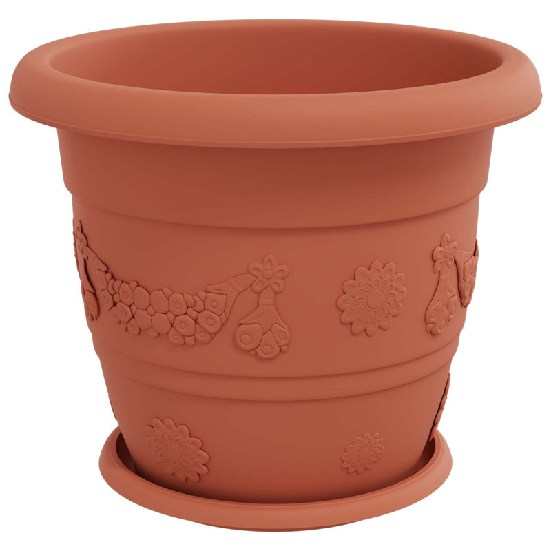 Planter, 28cm H x 34cm W x 34cm D, Brick Red