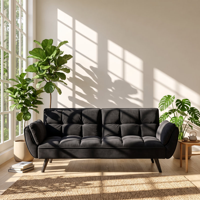 Canapé-lit convertible en velours Fan Chen 57 po L x 39 po P x 29 po H