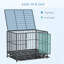 Chenil en cage 43 po en métal robuste avec roues verrouillables, porte double et plateau amovible, gris