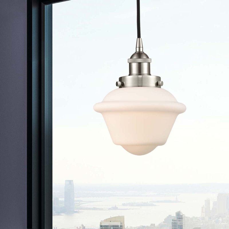 Luminaire suspendu 1 lumière Calliope, Blanc, Nickel satiné brossé