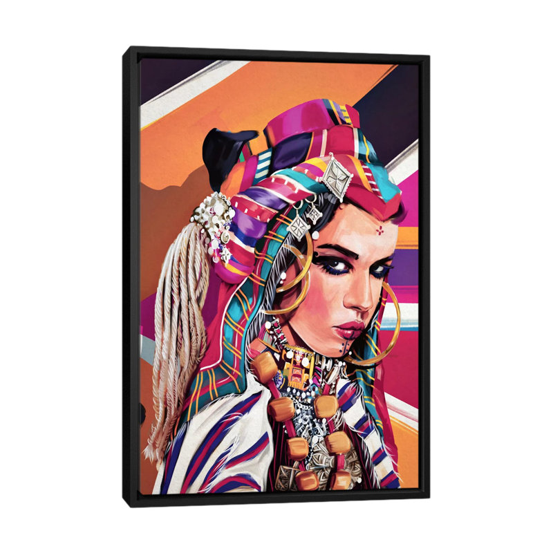 « maroc », impression sur toile, H 26 po x l 18 po x P 1,5 po, Toile avec cadre noir, Pas de tapis