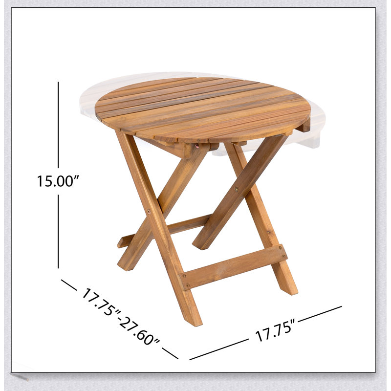 Table d'appoint pliable et réglable en bois d'acacia, aucune installation requise, parfaite pour une utilisation intérieure et extérieure
