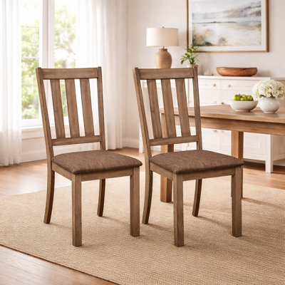 Chaise d'appoint à dossier à lattes avec siège rembourré Eleora