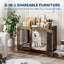 Mobilier de caisse moderne pour chien de ferme, chenil pour animaux résistant à la mastication avec deux portes et roulettes, table de bout rustique-895385406
