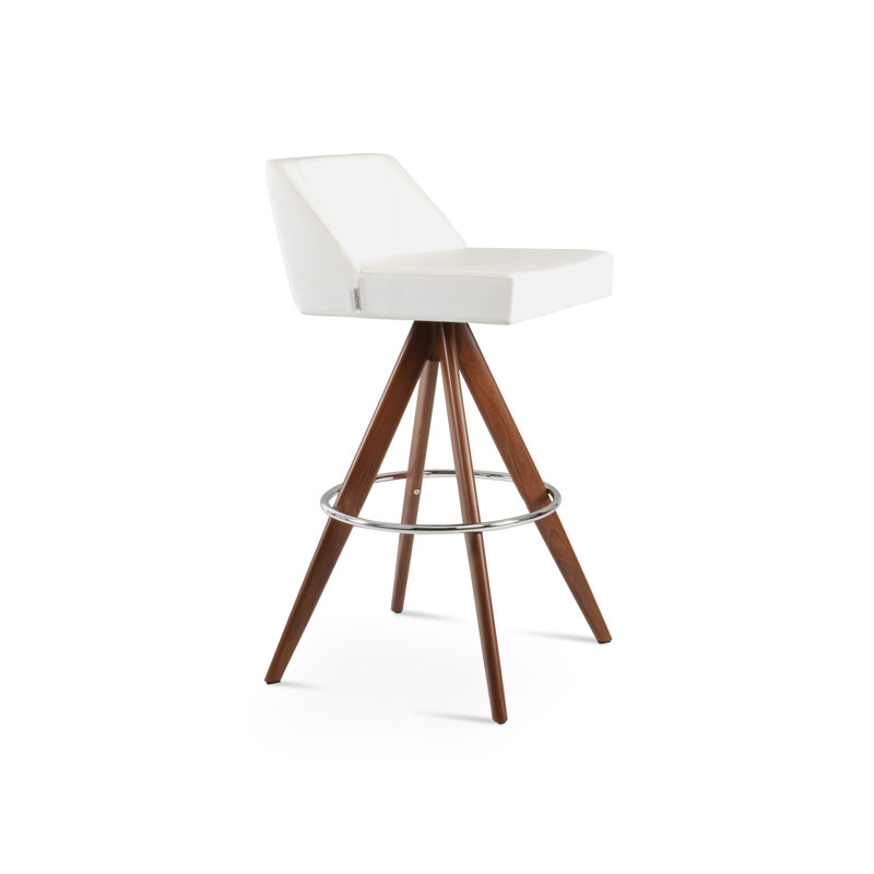 Tabouret Prisma Pyramid, Tabouret de bar (siège d'une hauteur de 30 po), Noir, Noyer