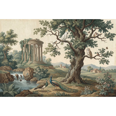 Pastoral Landscape Wallpaper Vintage Mural Classical Ruins Removable Wall Decor