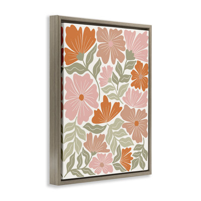 «Funky Asymmetric Florals», art mural encadré sur toile flottante par Taylor Shannon Designs