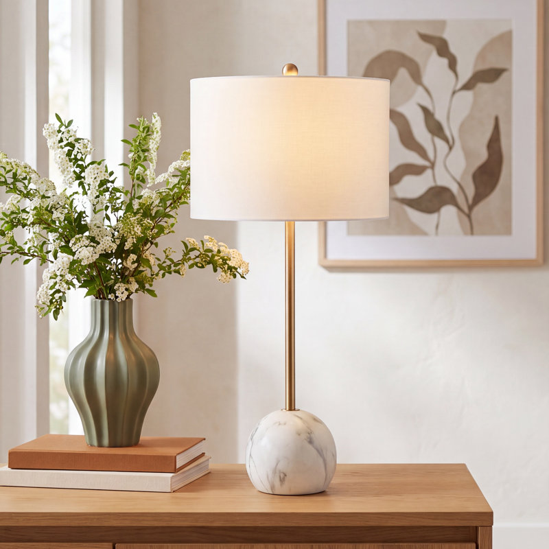 Hilda Marble USB Table Lamp,  White