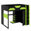 Lit mezzanine multifonctionnel en bois avec bureau, armoire, tablettes, éclairage USB et RVB-2119300208