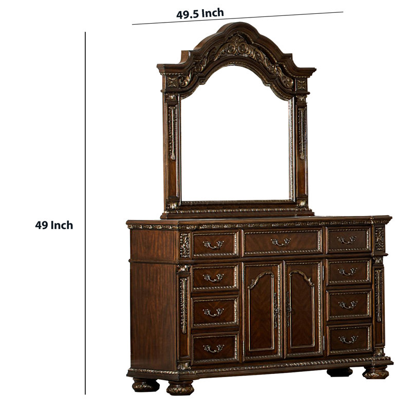 Miroir de commode en bois avec cadre Hajek