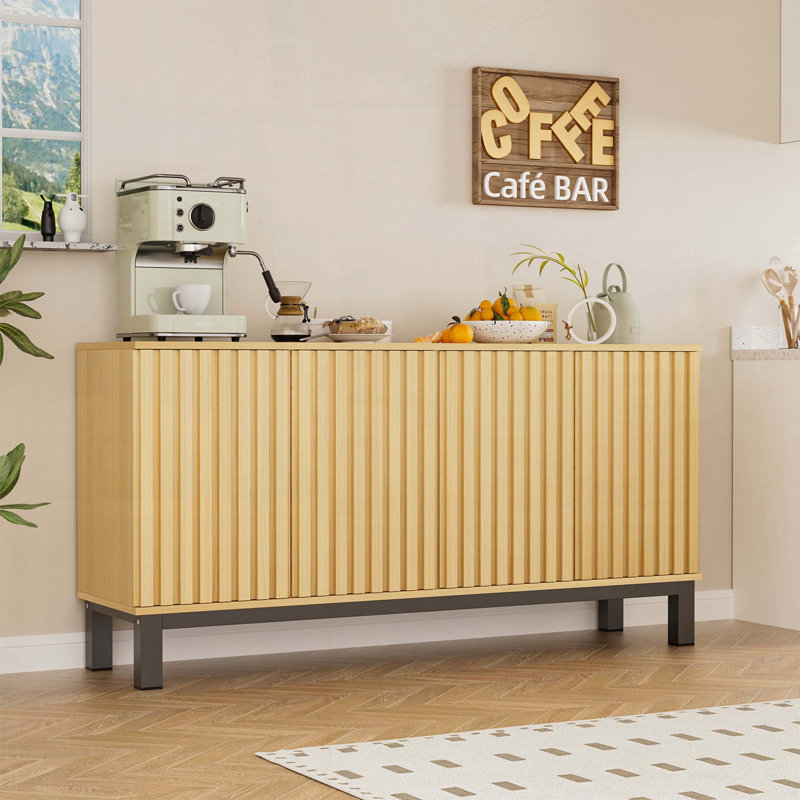 Fluted Credenza Buffet Cabinet with Storage