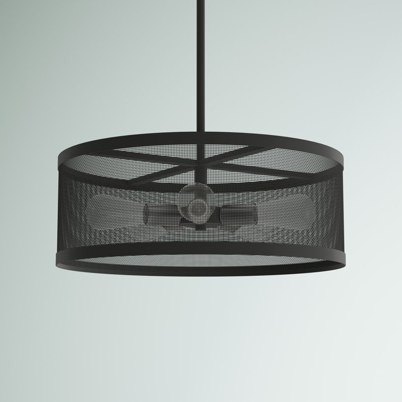 Lustre tambour Spoutnik à 5 lumières Emilia, Noir