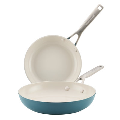 Kitchenaid Hard-Anodized Ceramic Induction Skillet Set, 2-Piece, Porcelain White