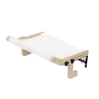 Perchoir d'intérieur pour fenêtre, et confortable, bois, sans perçage, pieds réglables, l 19,48 po x l 15,09 po x H 8,08 po, capacité de charge de 55 lb, lit moelleux,