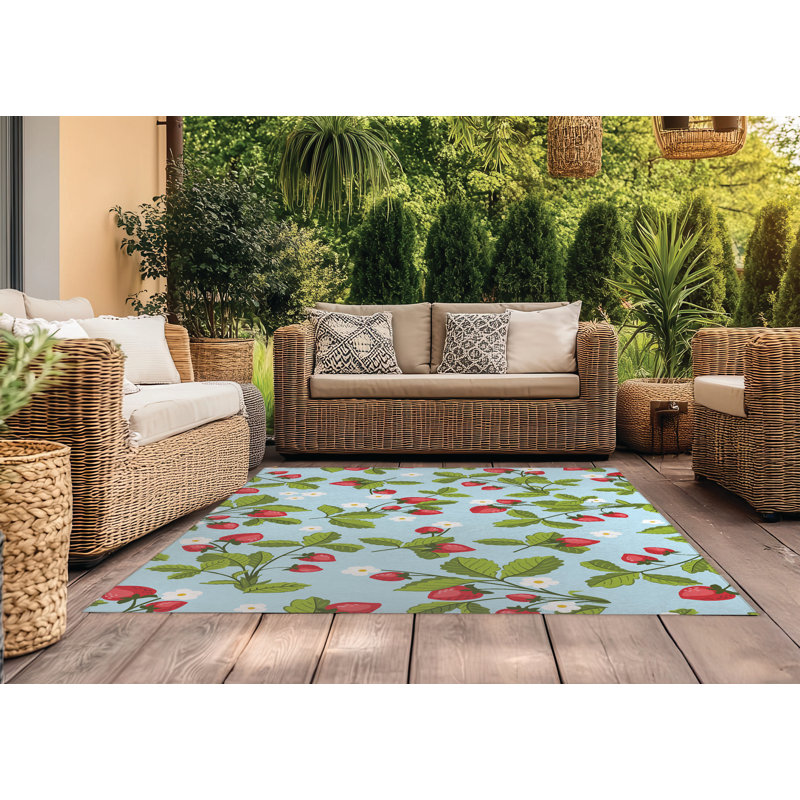 Tapis d'extérieur Strawberries, Rectangulaire 3 pi x 5 pi