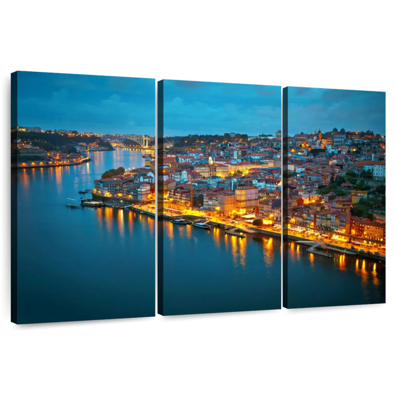 Lumières du port de Porto, H 36 po x l 57 po