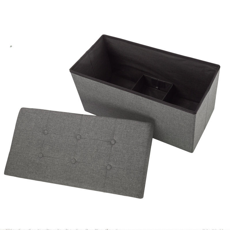 Repose-pieds de rangement pliant avec bac amovible Lavish Home, Gris foncé