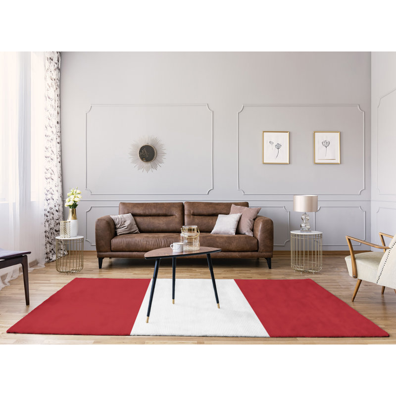 Tapis rouge/blanc rayé Boston, Rectangle 8 pi x 10 pi