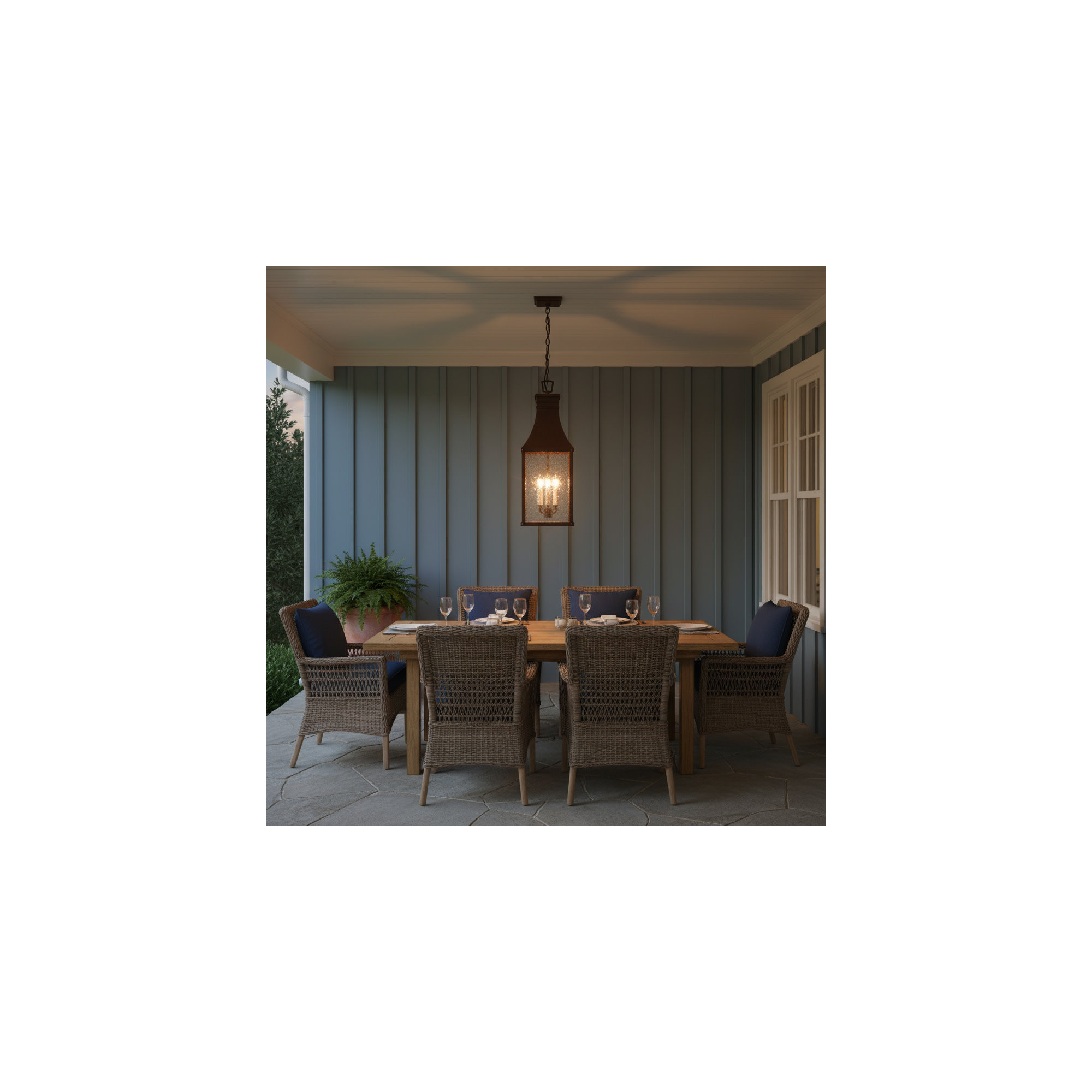 Beacon Hill 3-Light Outdoor Hanging Lantern, Blackened Copper