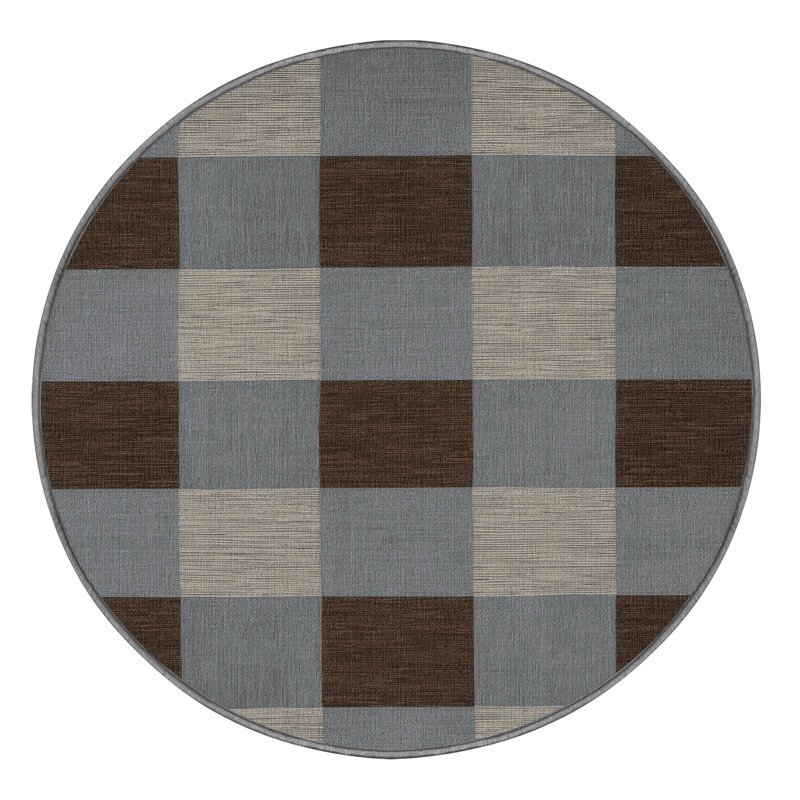 Tapis botanique brun lavable à la machine, Rond 3 pi