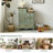 Fienley Farmhouse 1-Door Carved Wood Accent Chest With 5-Drawers, Sage Green Cabinet,Rustic Brown Top