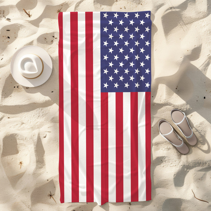 Serviette de plage en microfibre légère, absorbante et sans décoloration, 30 po x 60 po, Drapeau vertical vertical américain