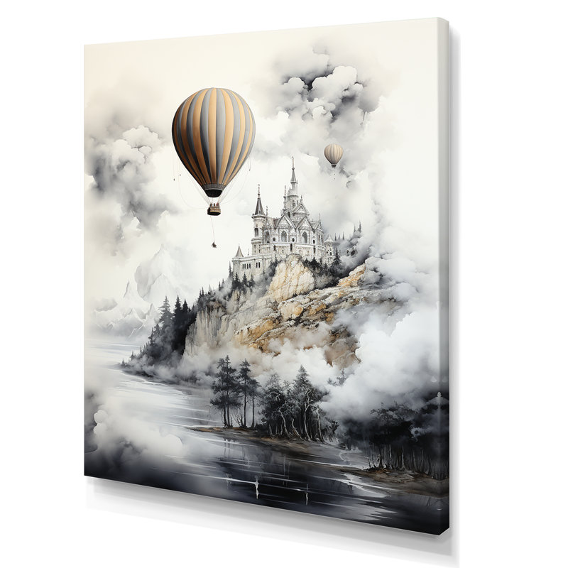 Vol en montgolfière monochrome, H 44 po x l 34 po x P 1,5 po, Toile tendue