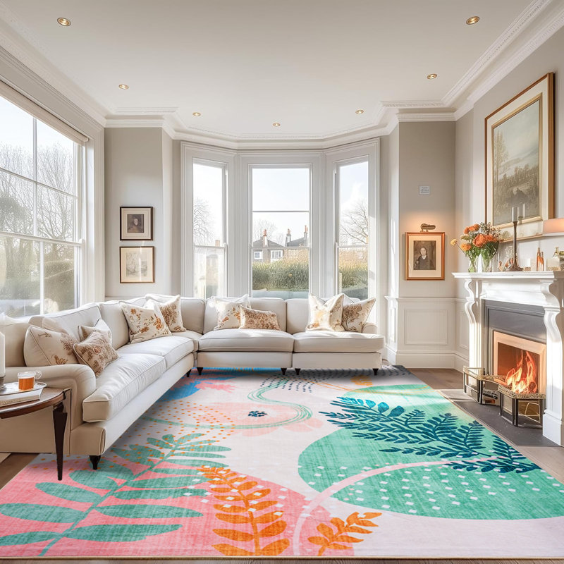 Straub Large Living Room Area Rug Soft Boho Moroccan Farmhouse Rugs For Bedroom Under Dining Table, Rectangle 5' x 8'