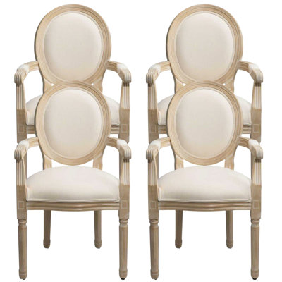 Amando High-End Beige French Country Dining Chairs With Arms