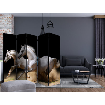 225cm W x 172cm H 5 - Panel Solid Wood Folding Room Divider