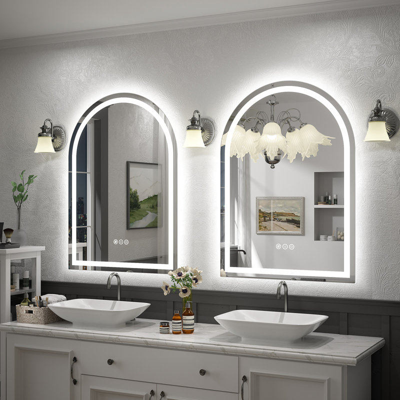 Wayfair Basics® UL Certified LED Anti-Fog Tempered Glass Arch Bathroom/Vanity Mirror , 36" x 26"