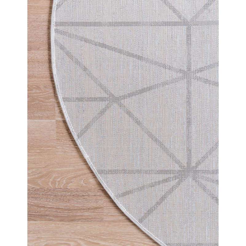 Tapis contemporain Clidy couleur plomb, Rond 3 pi 3 po