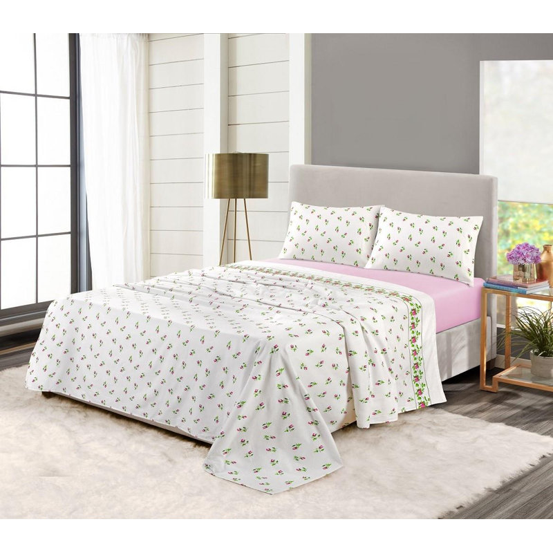 Akikaze Flannel Sheet Set, Double (4'6), Pink
